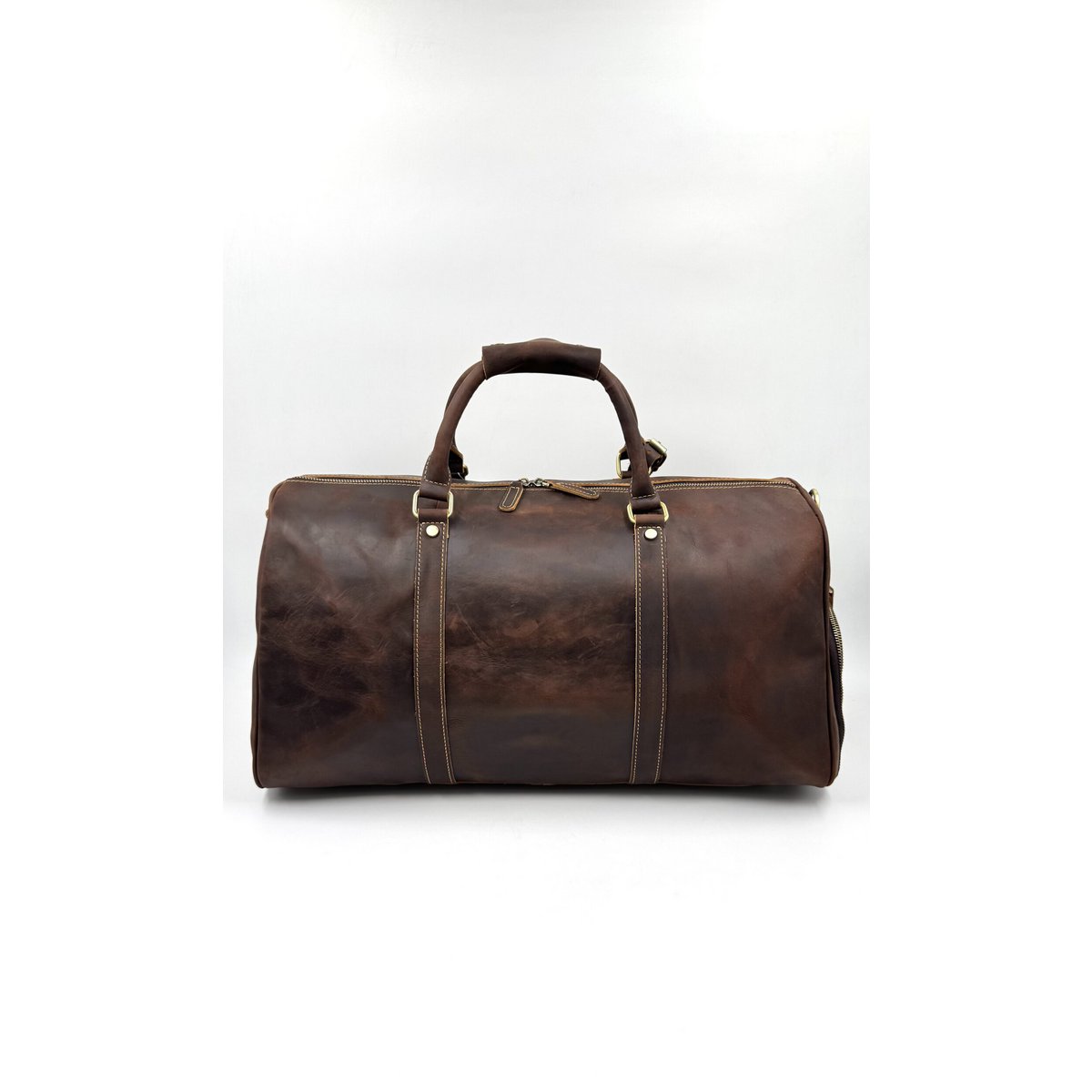 Handmade Oiled Leather Travel Bag – Artisan 50cm "Navigator" Duffle with Dedicated Shoe Compartment