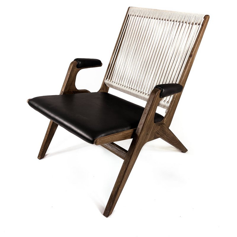 F-stol, røget eg / beige / sort