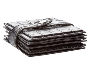 Glass coaster set of 6 crocodile black