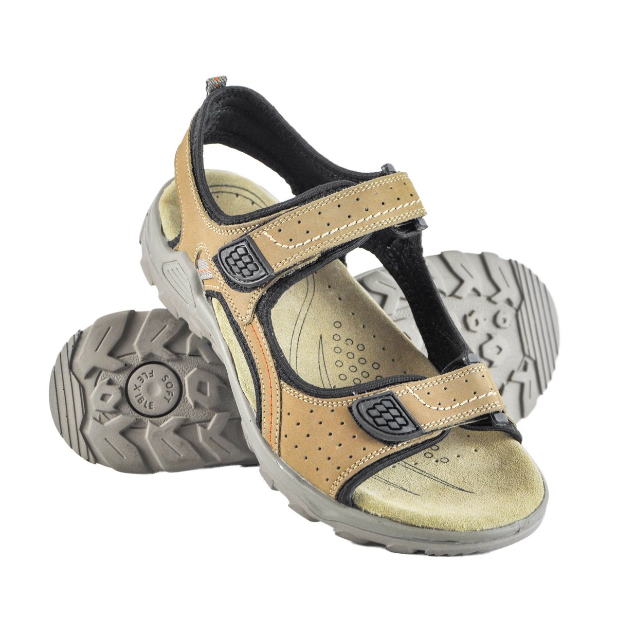 MOUNTAIN-Ledersandalen mit Klettverschluss