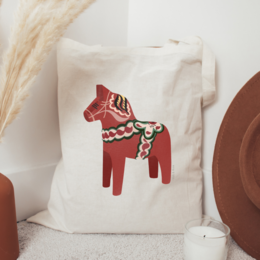 Cloth bag Dala horse - Sweden jute bag