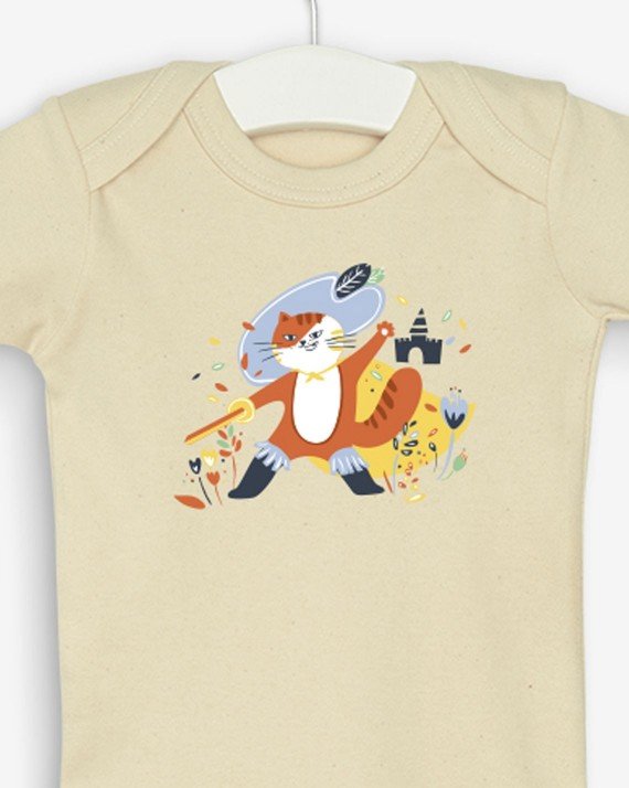Chat Botté natural body 100% organic cotton certified OEKO-TEX