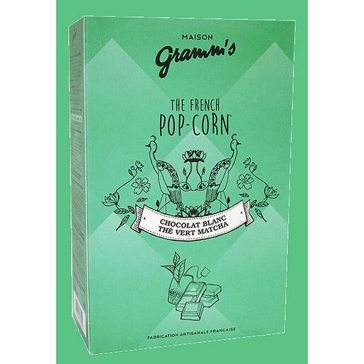 Boxes of caramel popcorn coated with Matcha green tea (100g)