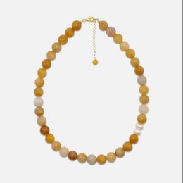 Yellow Aventurine Necklace - A beautiful beaded necklace made with yellow aventurine stones, available in 15" (39cm) and 17" (43cm) lengths.
