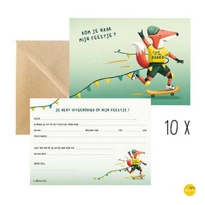10 Invitation cards skateboard + env