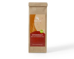 Organic herb mix in a glass jar. Contains a variety of dried herbs and spices. Suitable for cooking and seasoning.