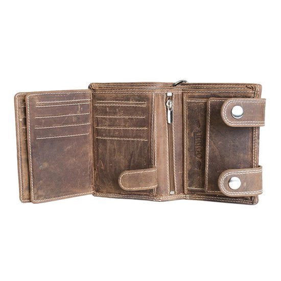 Billetera con cadena de cuero de color marrón claro