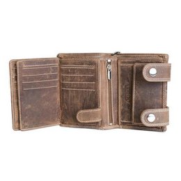 Billetera con cadena de cuero de color marrón claro