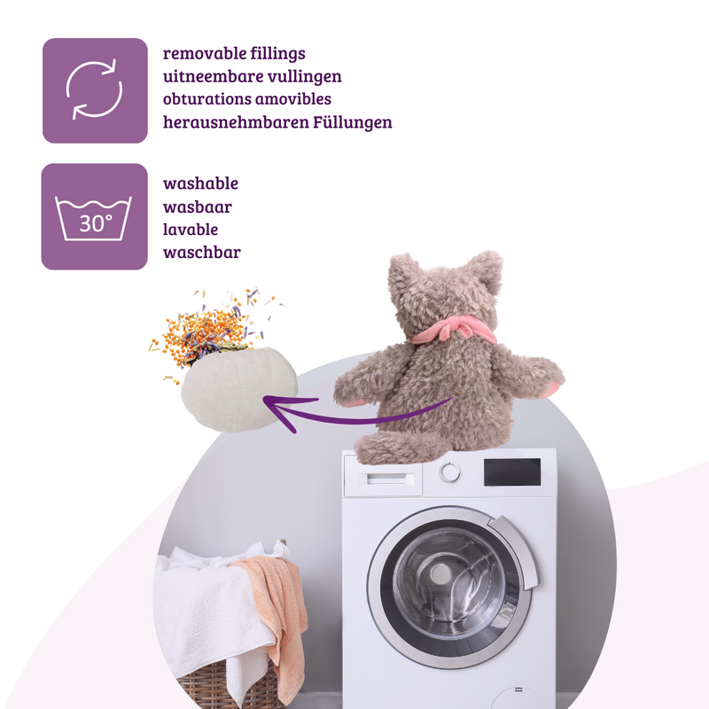 Cojín térmico, bolsa de agua caliente natural como peluche cálido para gatos, gran relleno de mijo ecológico y hierbas saludables