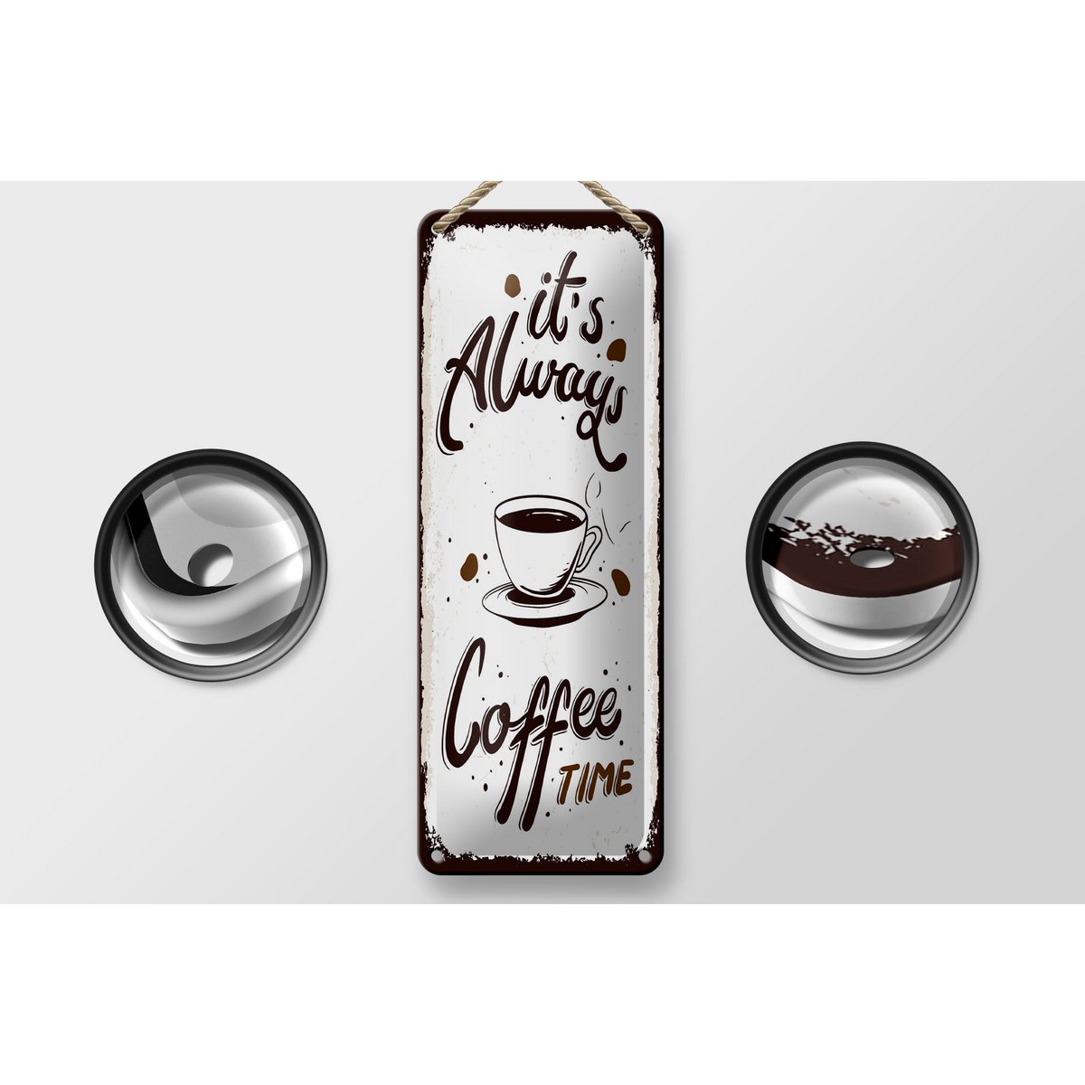 Tin sign saying 27x10 cm It's always coffee time Deku sign