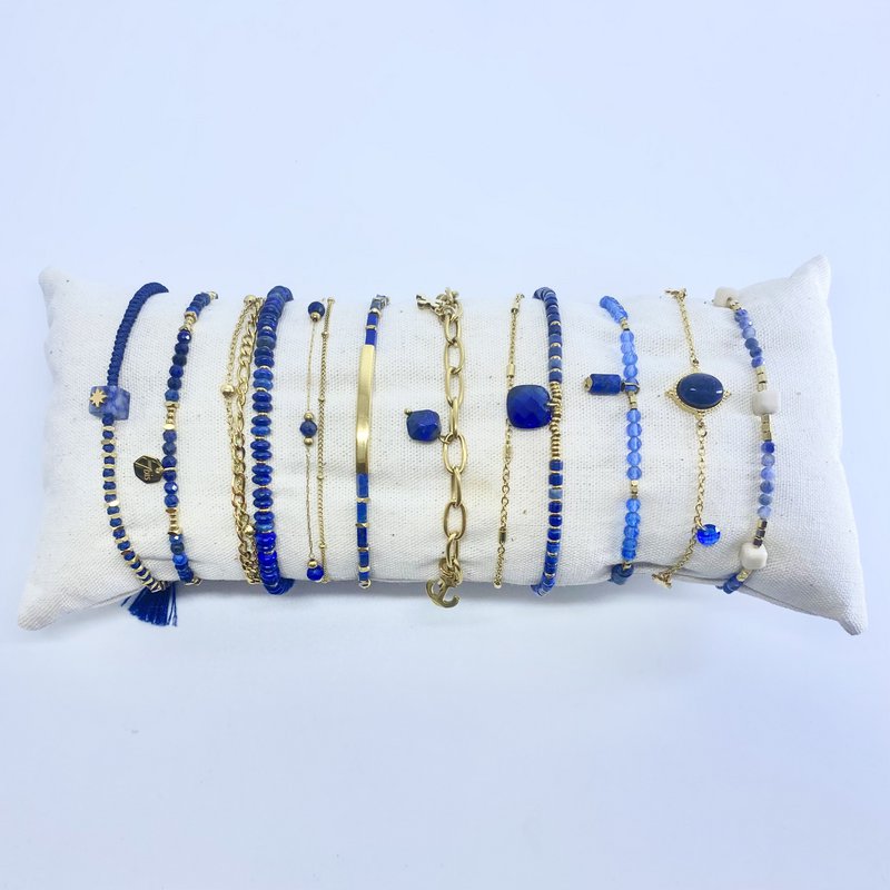 Best Seller Kit 10 Christmas Blue Gold rustfrit stål armbånd