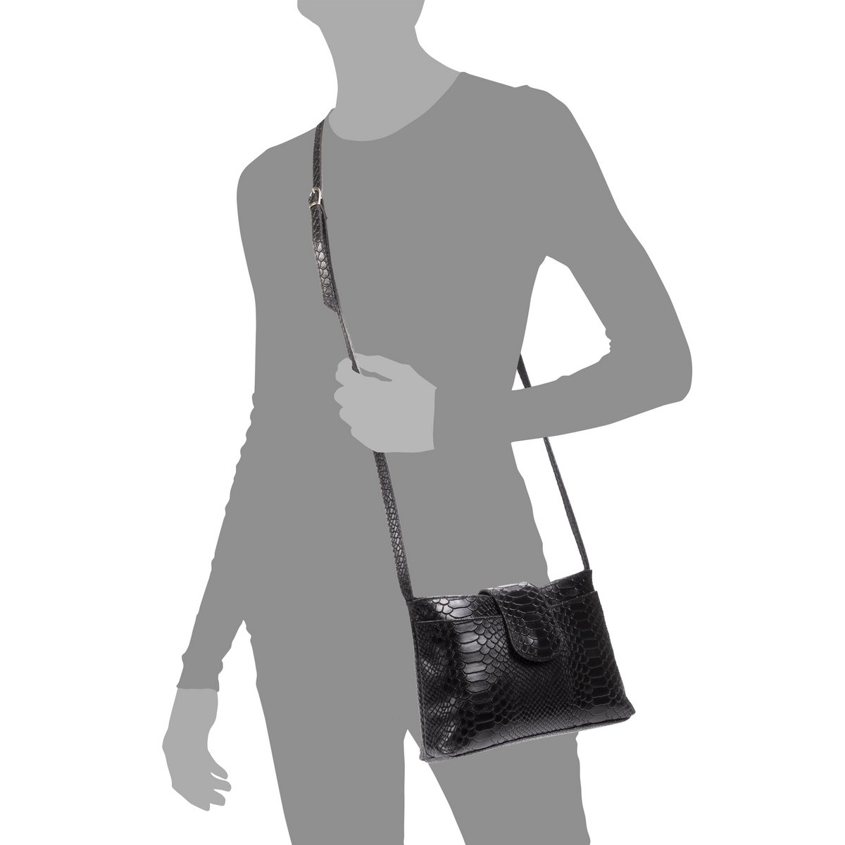 Florence Artegiani. Nola Women's shoulder bag. Genuine leather Suede engraved snake