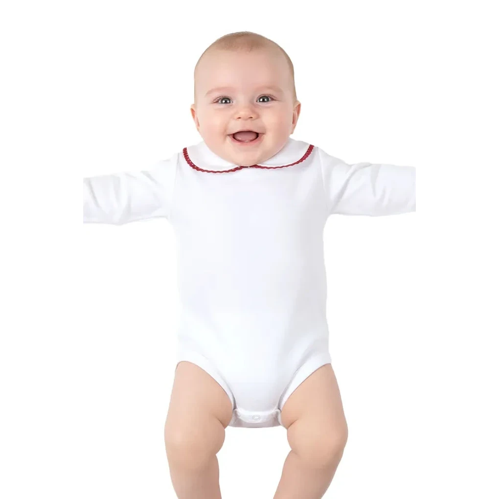 Baby børstet bodysuit med krave, festlige farver