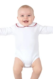 Baby børstet bodysuit med krave, festlige farver