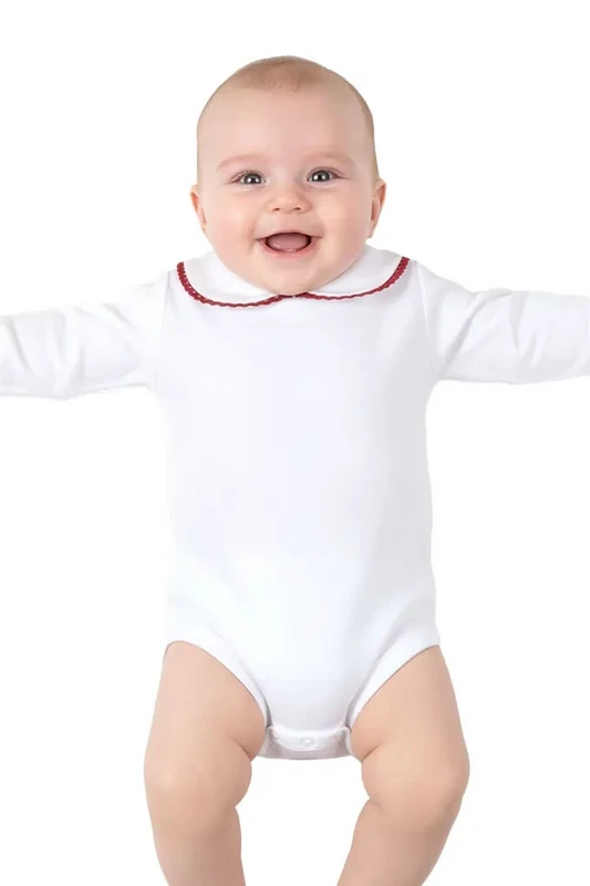 Baby børstet bodysuit med krave, festlige farver
