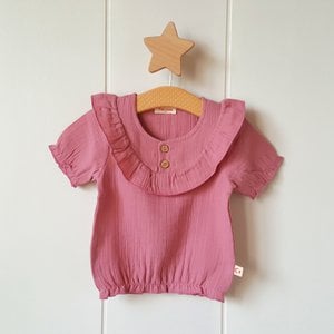 Donkerroze t-shirt voor babymeisjes / 100% biologisch dubbel gaaskatoen