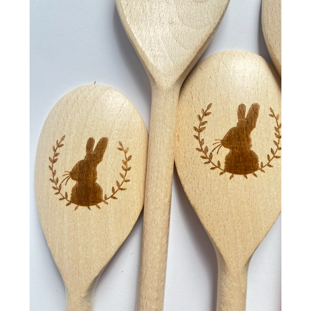 Wooden cooking spoon with engraving - Easter bunny