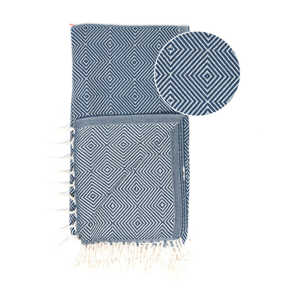 Serviette de Plage Hammam en Coton CRYSTAL - Séchage Rapide - Bleu - 180x100 cm
