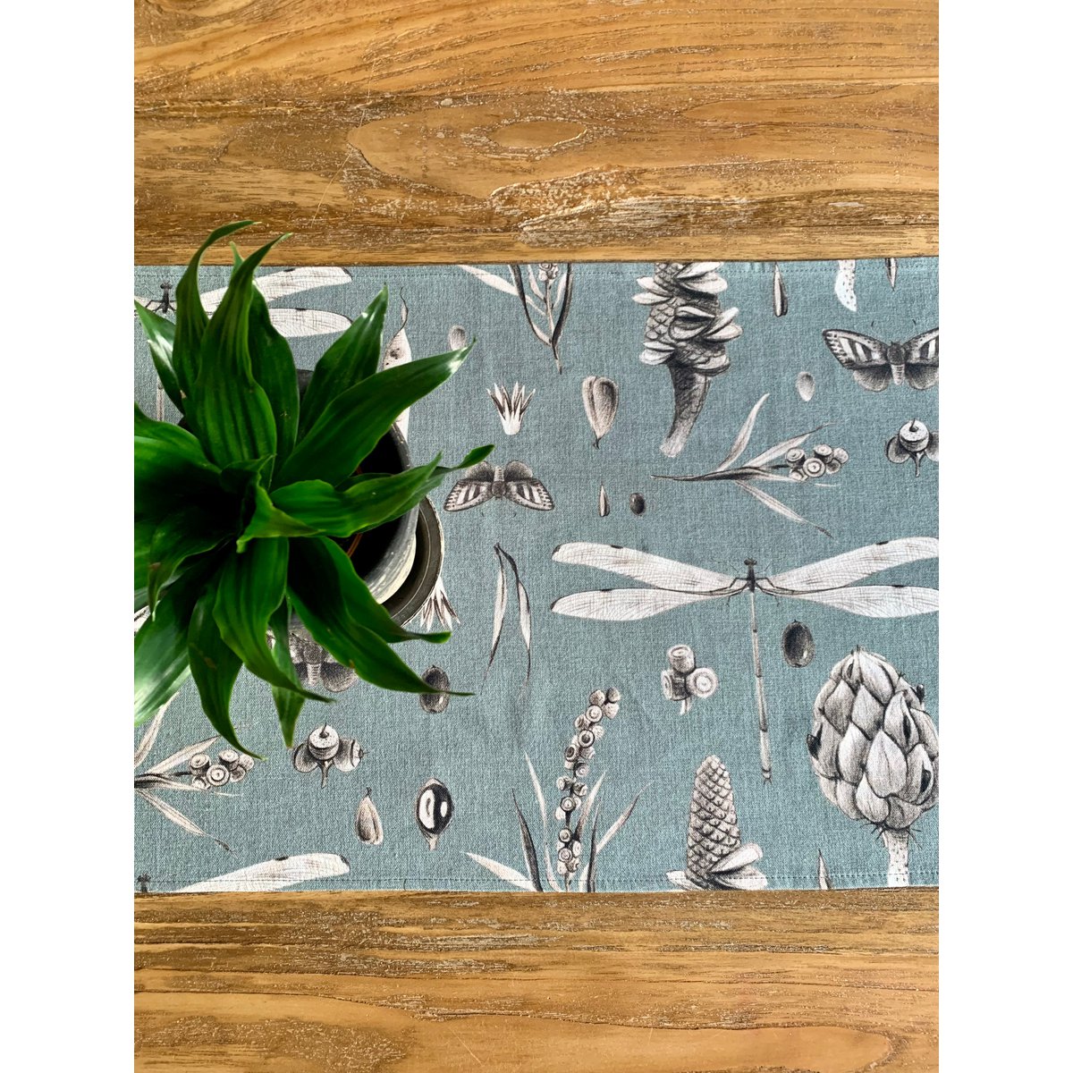 Bieżnik, 100% bawełna, nadruk | Nasiona Aqua