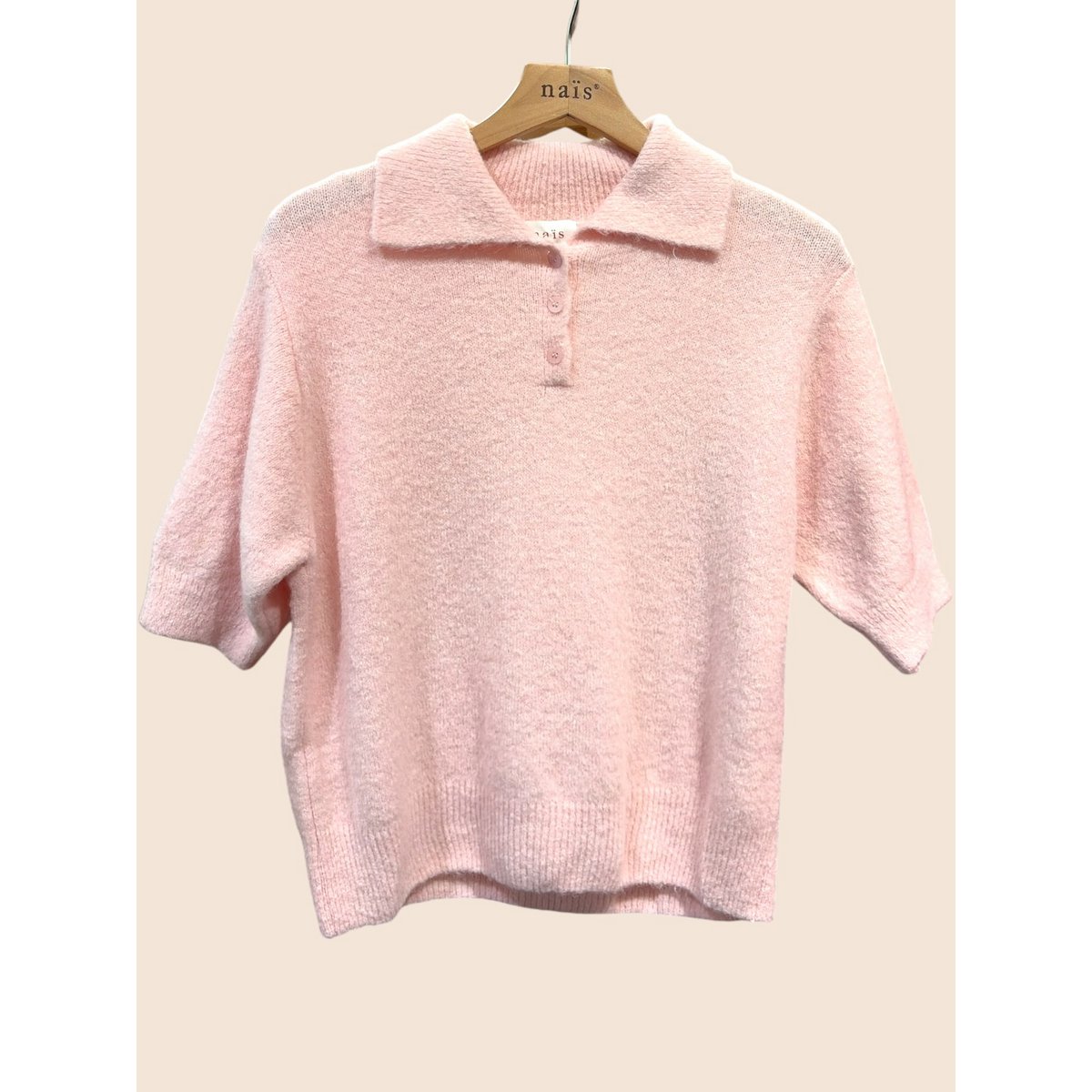 Pull col polo manches courtes en alpaga