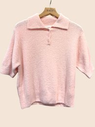 Pull col polo manches courtes en alpaga