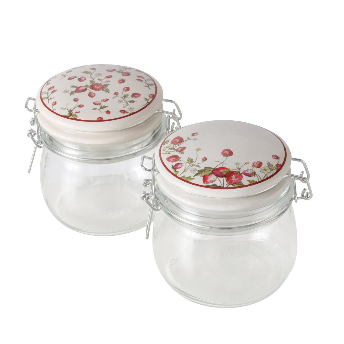 Słoik do przechowywania 450ml porcelana/szkło truskawka
