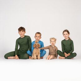 Ensemble 2 pièces manches longues et bas 160 pour enfants, vert foncé