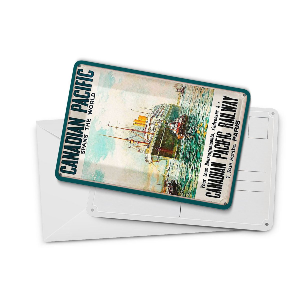 Cartolina da viaggio in latta 10x14 cm Insegna decorativa della Canadian Pacific Railway