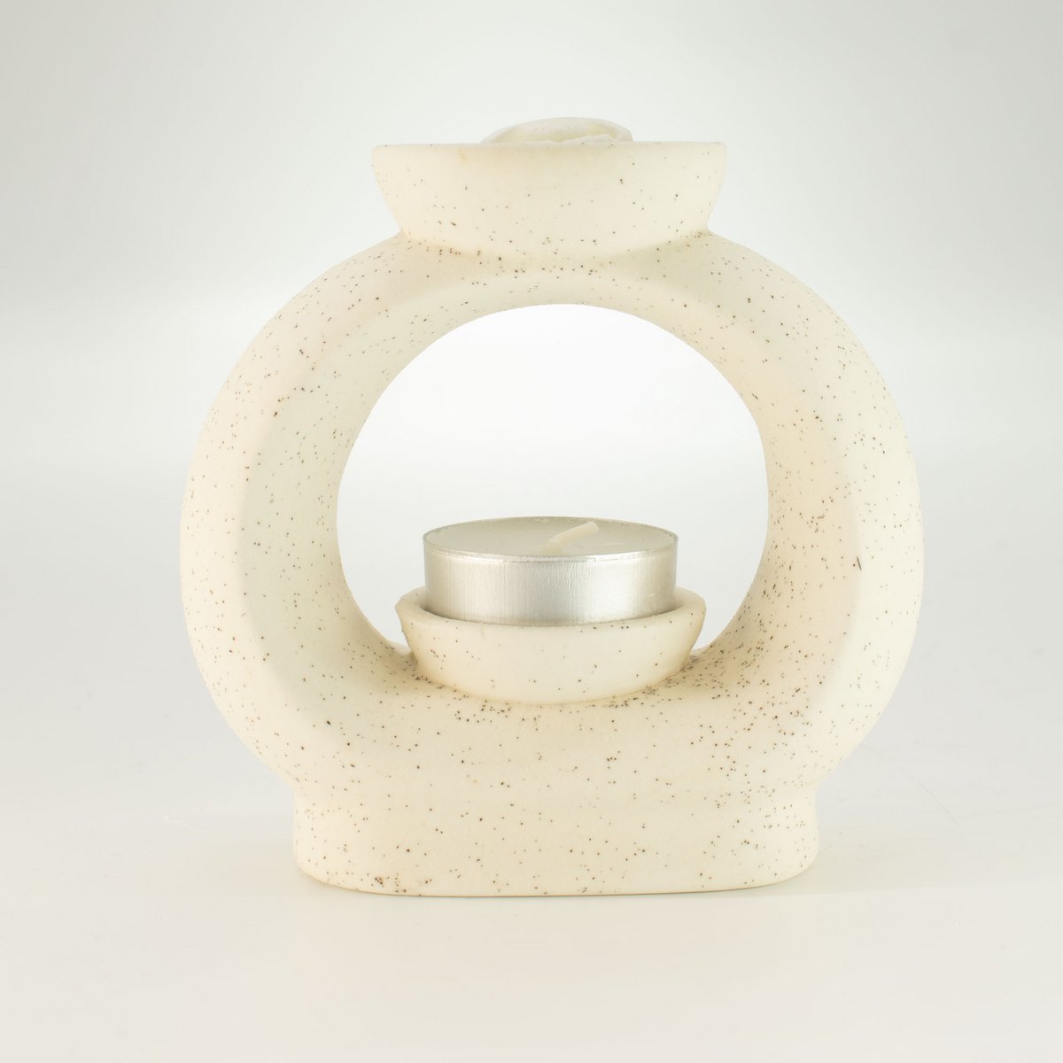 3x bruciatori a olio Zen in ceramica - Ciottolo ovale grande - Bianco maculato