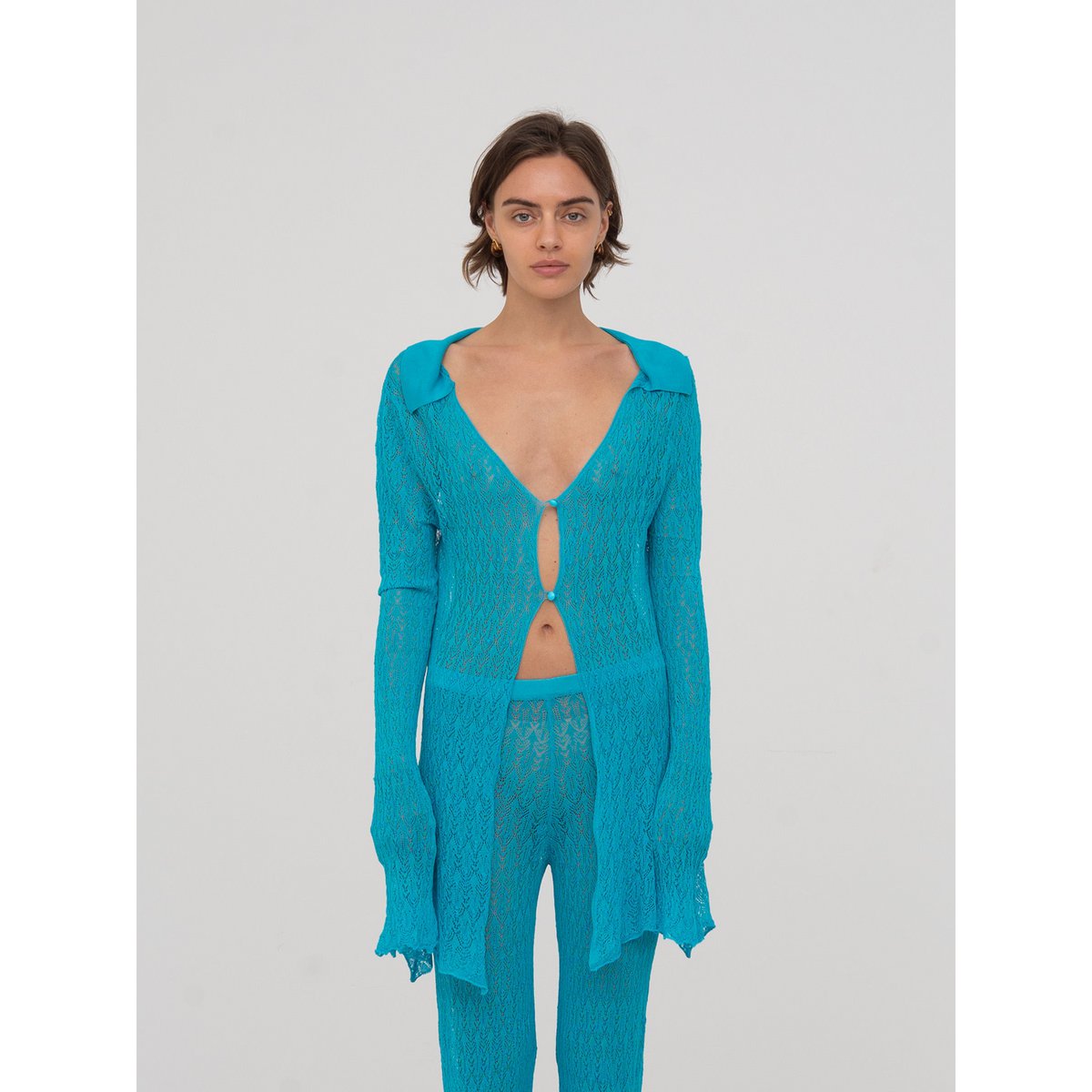 Saint gebreide blauwe maxi-top