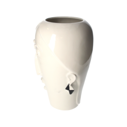 Weiß/schwarze Frauenkopfvase, hergestellt in Italien, H 36 x Ø 24 cm