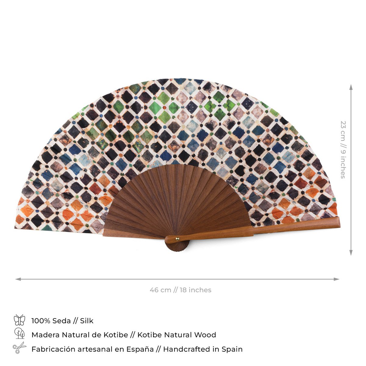 Alhambra inspirierte Seidenhand -Fan -Comares