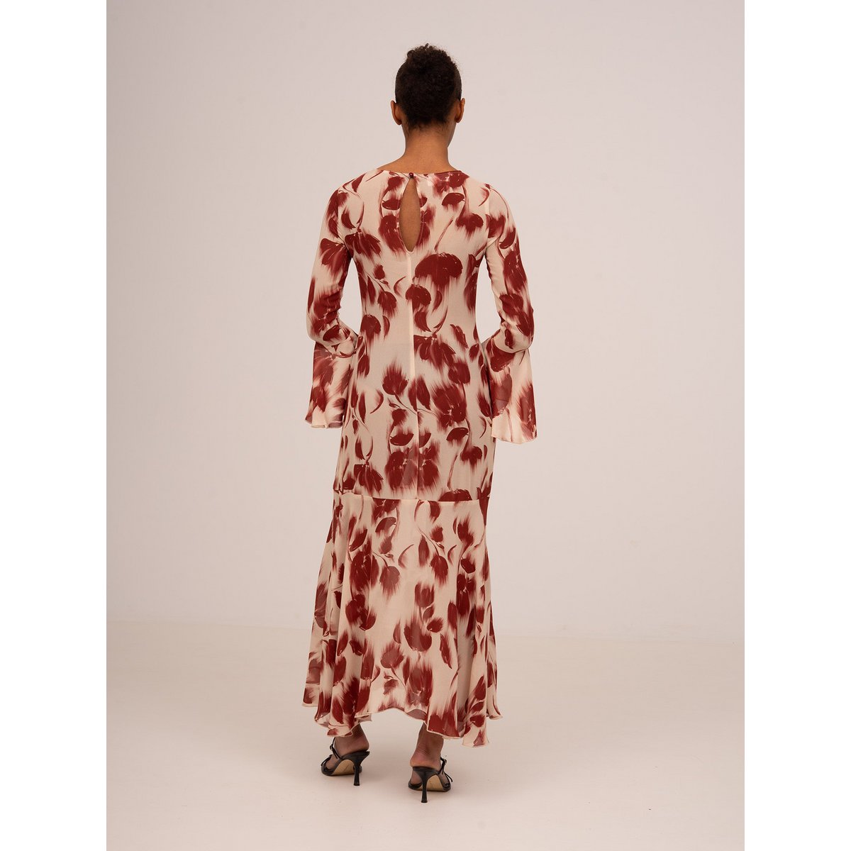 Rode Jester bloemenprint midi-jurk