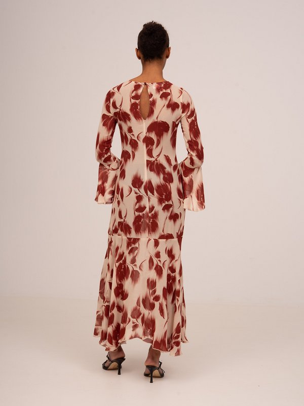 Red Jester Midi-kjole med blomstertryk