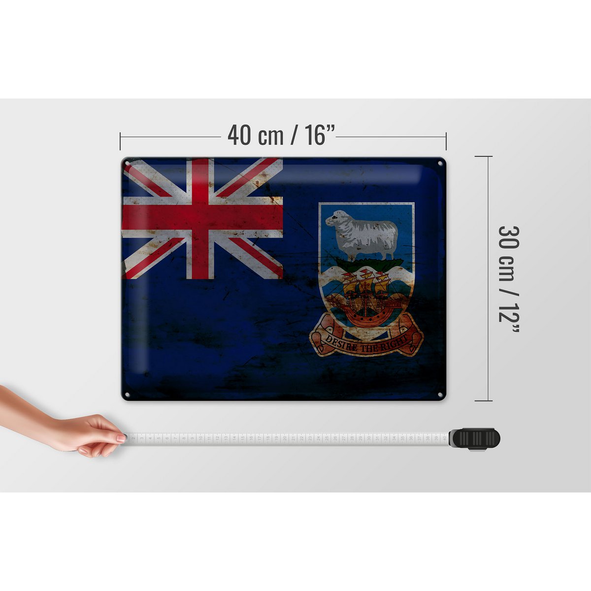 Tin Sign Flag Falkland Islands 40x30cm Flag Rust