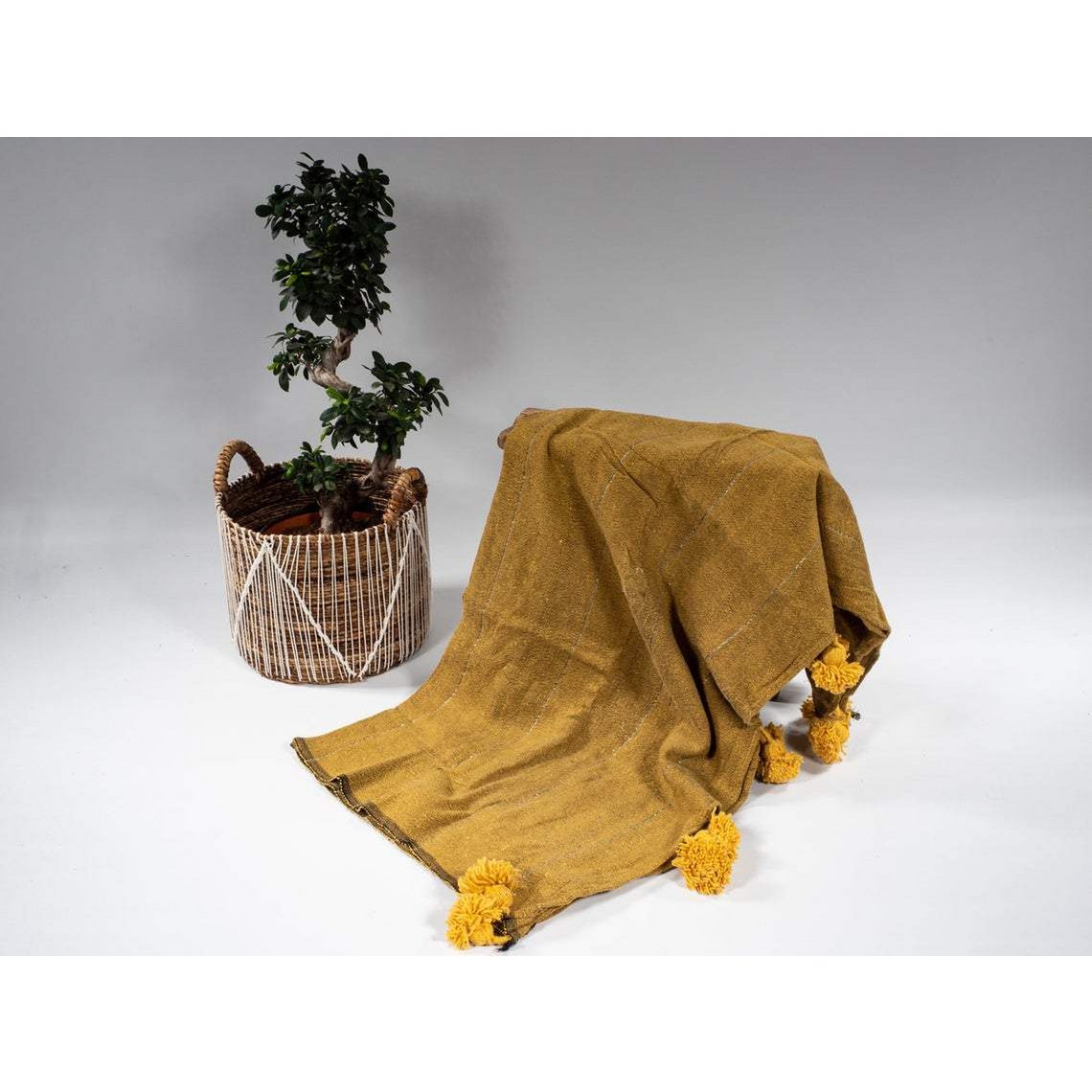 Handmade Berber Pompom Blanket - 100% Cotton