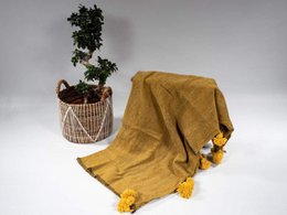 Handmade Berber Pompom Blanket - 100% Cotton