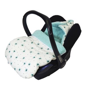 Maxi Cosi Fußsack – Weiß mit mintfarbenem Löwenzahn