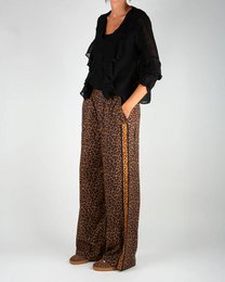 Kvinders flydende brune leopardprintede bukser