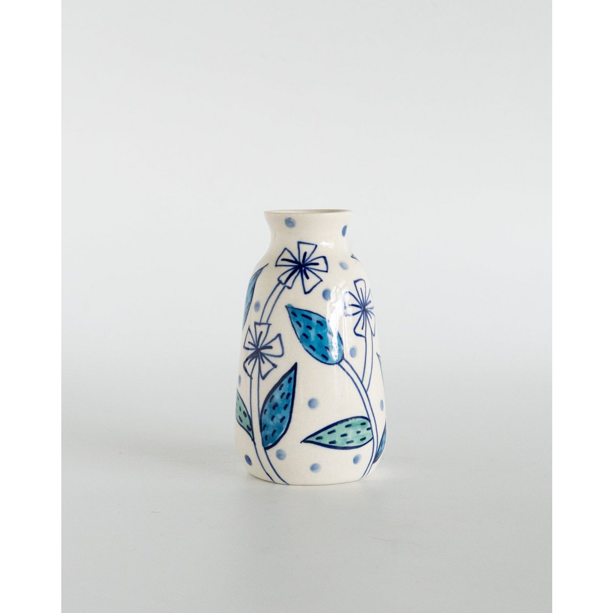 Hand-Painted Ceramic Vase - Set of 3, 4-inch Tall