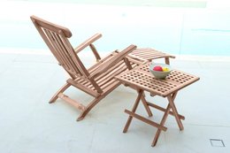 Deck chair with footrest, teak
