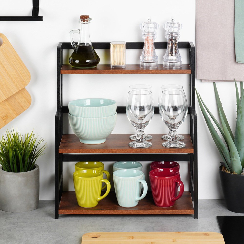Kitchen Shelf Wooden 3-Level 41.5x18.5x50 cm