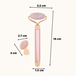 Roller Visage Electrique – Quartz Rose – Masseur Visage Lifting – Accessoire Bien-être