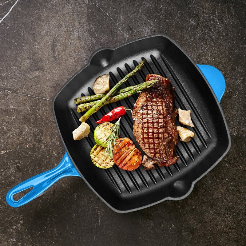 Grillpfanne aus Gusseisen – Blau – 27 cm