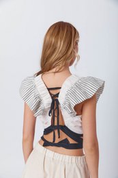 Boho ruffled beige linned afgrøde