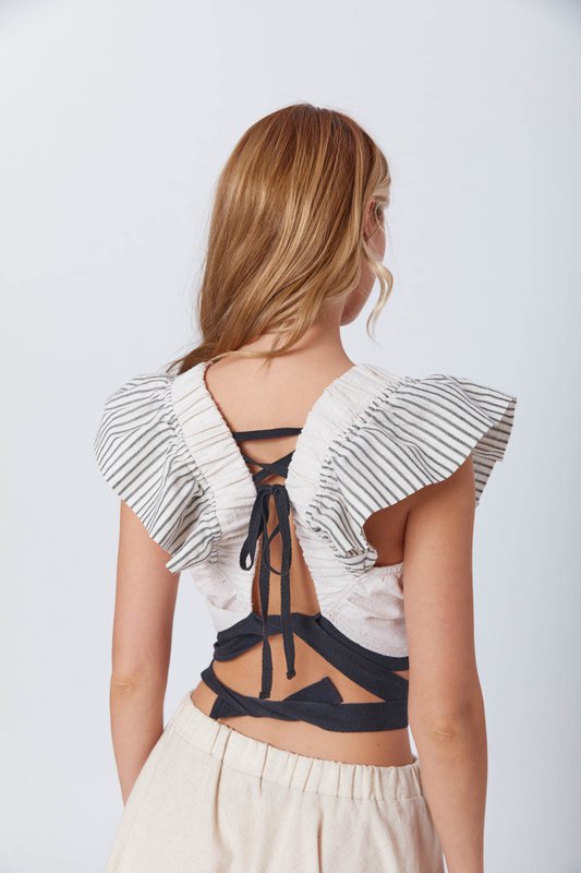 Boho ruffled beige linned afgrøde