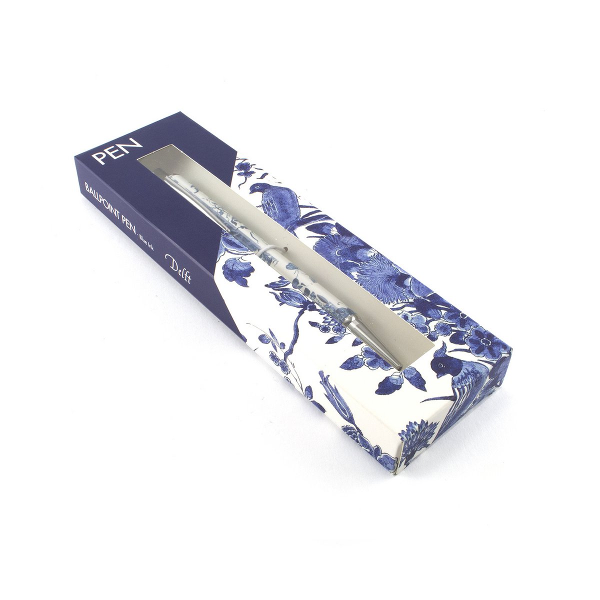 Stylo bille dans coffret, oiseau bleu de Delft