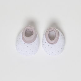 ENSEMBLE 4 PIÈCES (CHAPEAU+GANTS+BAVOIR+CHAUSSETTES) POUR NOUVEAU-NÉ (0-6 MOIS) - 100% COTON - MOD. BEIGE