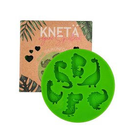  Green silicone mold with dinosaur shapes for crafts and baking projects.