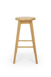 Sturdy oak wood bar stool with a honey-colored finish.